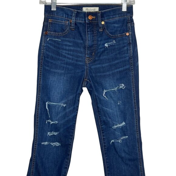 Madewell 10" High Rise Distressed Skinny Jeans Dark Wash Women’s 24 Denim - Picture 2 of 12